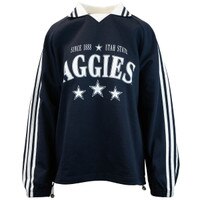 Women's Aggies Striped Collar Sweatshirt navy